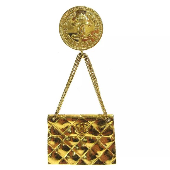 Chanel Bag Brooch Pin Gold 26 86065 - Picture 1 of 10